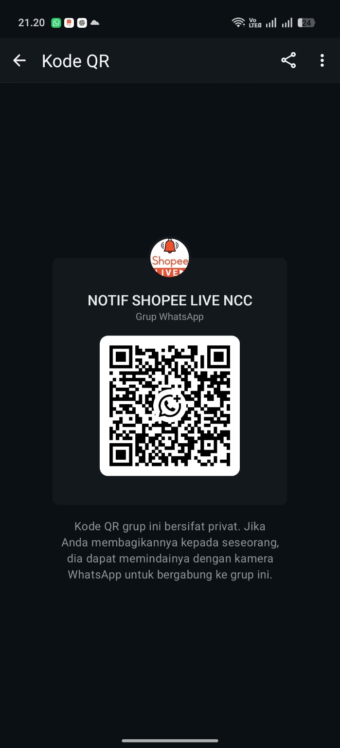 QR grup WhatsApp Notif Shopee Live NCC